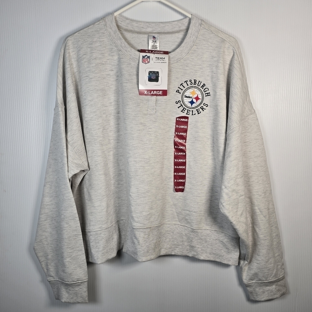 NWT Pittsburgh Steelers Women's Gray Heathered Long Sleeve Lounge Top Size XL